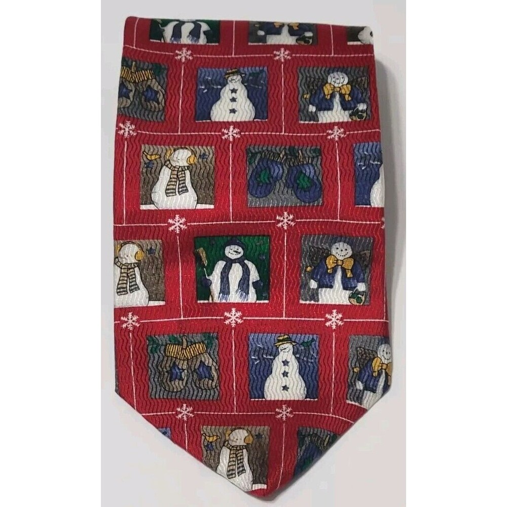 Holidays By MMG Mens Tie Christmas Snowman 57" Multicolor Silk Made in USA